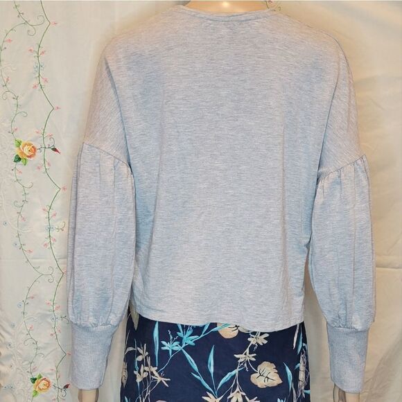 Zara basic Gray Knotted Front Lantern Sleeve Plain  light weight Sweatsh… - Picture 11 of 15